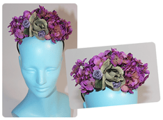 purple floral head piece