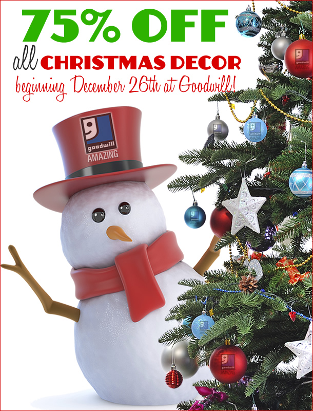 All Christmas decor is 75 percent off beginning December 26th!