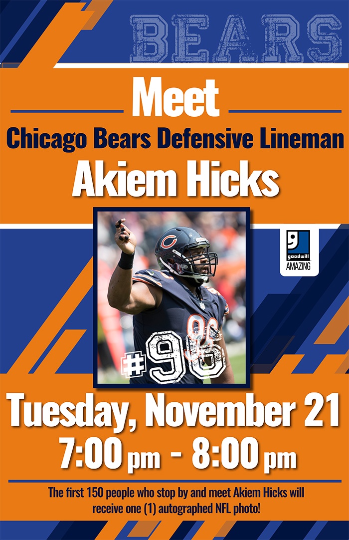 Meet Chicago Bears Akiem Hicks at Goodwill