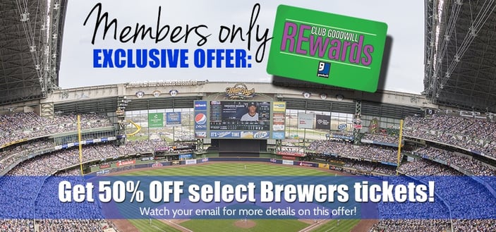 Club Goodwill REwards Members: Get 50% OFF Select Brewers Tickets