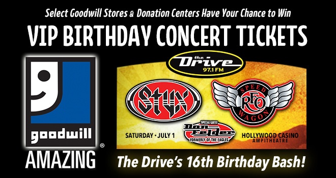 Visit Goodwill for The Drive's 16th Birthday Bash tickets!