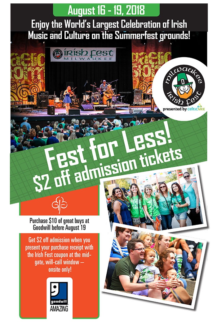 Get $2 Off Irish Fest Tickets by Shopping at Goodwill