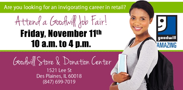 Attend a Goodwill job fair in Des Plaines!