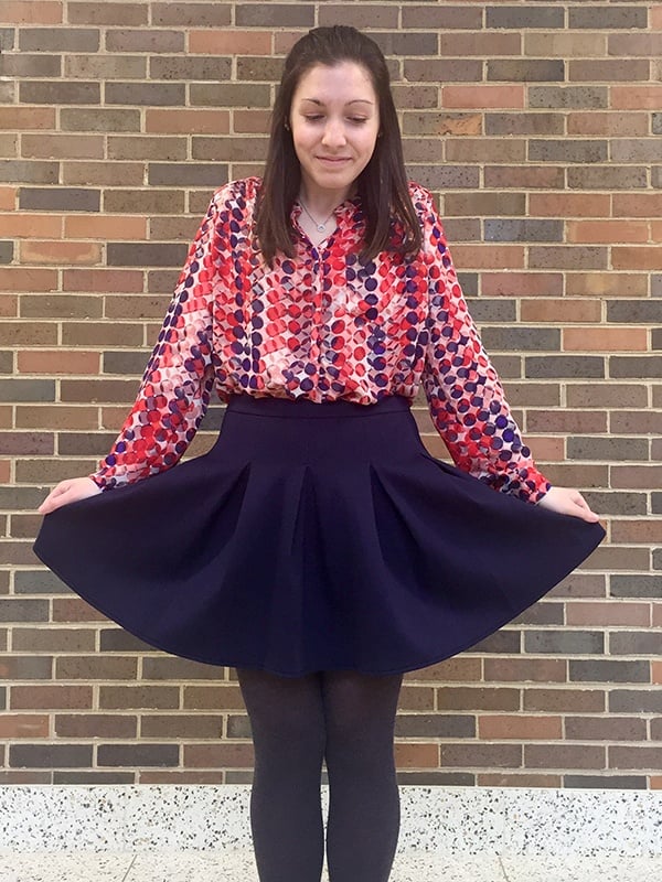 Turning busy patterns into a soft, flirty ensemble